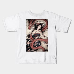 Geisha and Dragon 7913 Kids T-Shirt